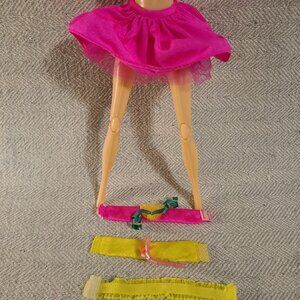 Vintage 1990s Barbie neon pink skirt and belt bundle